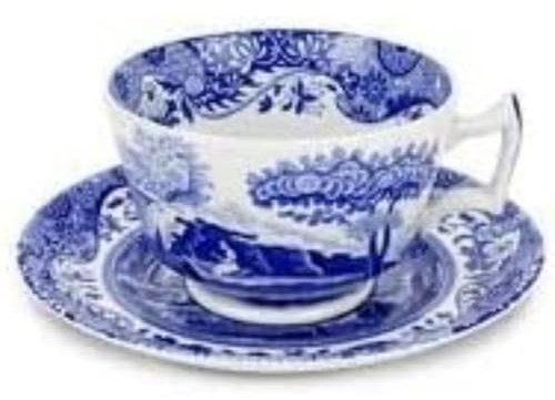 Portmeirion Spode China blue-white Breakfast tea cup & saucer set of 4 Blue Italian design