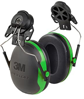 3M PELTOR Ear Muff Hearing Protection, Cap Style Hard Hat Attachment, X Series X1P3E, NRR 21 dB, 1 Pair, Construction, Manufacturing, Maintenance, Automotive, Woodworking, Black/Green