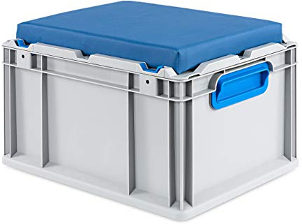 aidB Eurobox NextGen Seat Box, blau, (400x300x265 mm), Griffe geschlossen, Sitzbox mit Stauraum und abnehmbarem Kissen, 1St.