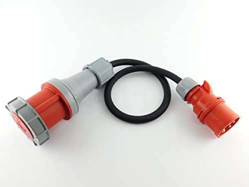 NWP CEE Adapter 32A Stecker auf 63A Kupplung Starkstrom - 1m Anschlusskabel - IP44-5x6mm² Gummischlauchleitung
