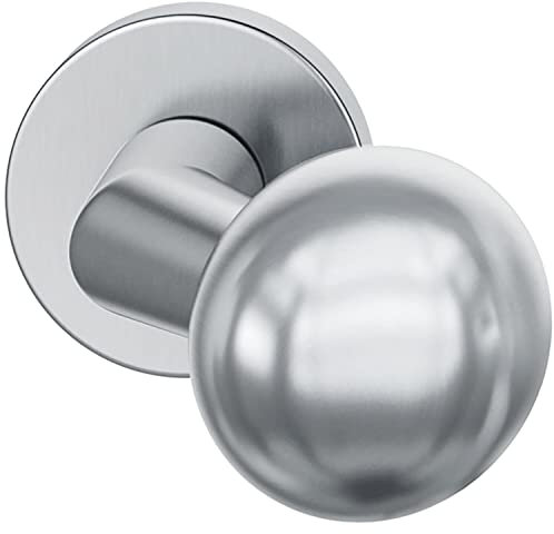FSB 0 23 0846 03400 6204 Türknauf ASL/AGL feststehender Türknopf nach ÖNORM, Türgriff auf Rosette rund Tiefe 91mm, Edelstahl matt 23081103500, Silber