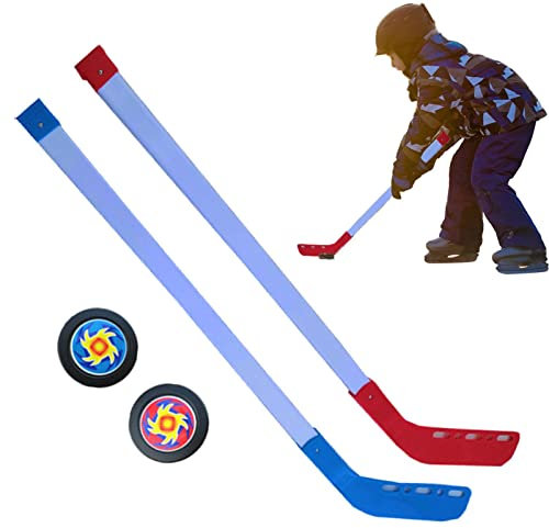 Niktule Eishockeyschläger für Kinder | Kinder-Street-Hockeyschläger und Ball-Set | Professionelle Eishockeyschläger, Sportunterricht, Outdoor-Spielzeug, inklusive 2 Pucks