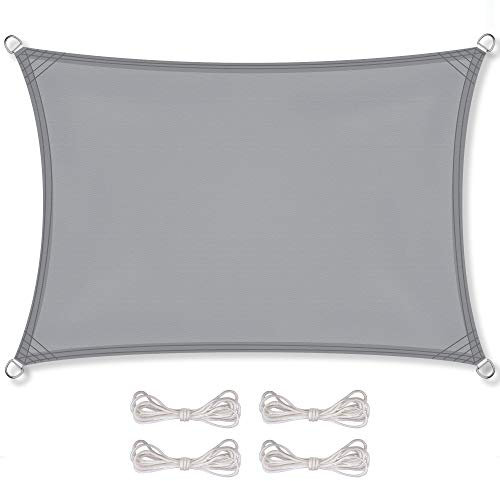 CelinaSun Sonnensegel inkl Befestigungsseile Basic Rechteck 2,5 x 4 m hellgrau Sonnenschutz wasserabweisend