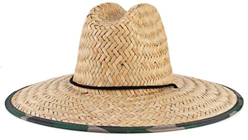 EOZY Sombreros de Paja Hombre Sombrero de Safari para Campo Gorro de Paja Decoración de Tela Limpresa con ala Ancha Anti-UV para Mujer (58-60 CM, Natural)