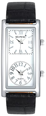 SUPBRO Modische Damen-Armbanduhr Analog Quarz Weiß Zifferblatt Armbanduhr mit Leder Armband Eckiges Gehäuse Weiß Zifferblatt