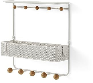 Umbra Estique Shelf with Hooks, White,One Size