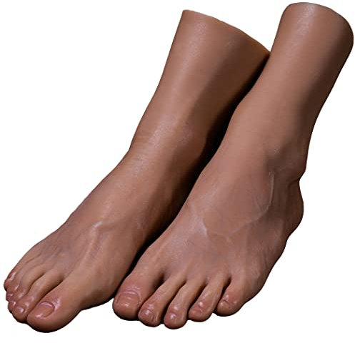 TDHLW Lebensgroßes Mannequin-Fußmodell aus Silikon für Männer, lebensgroßes Mannequin-Fußmodell aus weichem Silikon, Display-Requisiten zum Bemalen von großen männlichen Füßen,Left Foot 44
