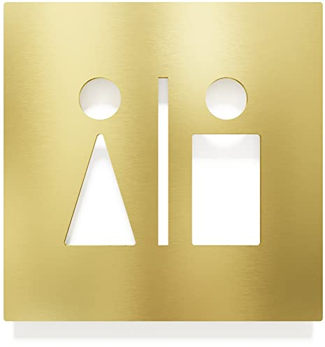 Messing WC-Schild - selbstklebend & matt gebürstet - Design Toiletten-Schild C-03-M