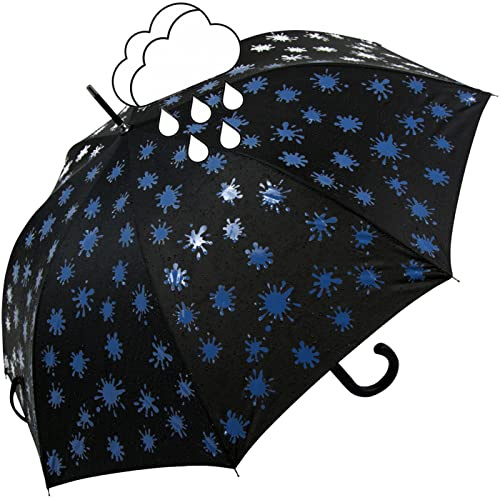 iX-brella Fiberglas Stockschirm Automatik Wetprint - Farbwechsel bei Nässe - Paintdrops Blue