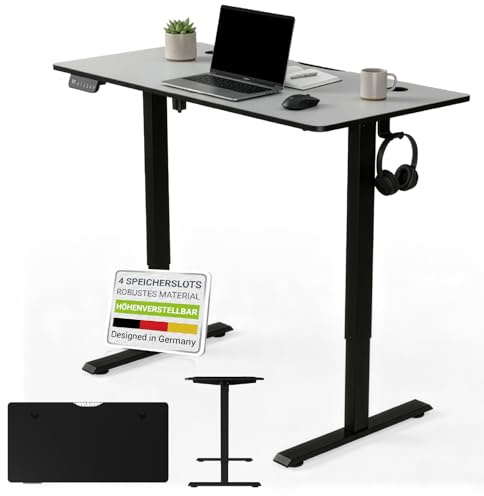 Juskys Höhenverstellbarer Schreibtisch 120x60cm - Elektrisch stufenlos verstellbar Bürotisch Sitz- & Stehtisch Speicherplatz Memory-Funktion - Schwarz