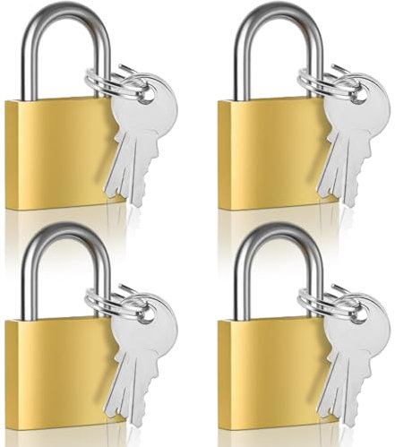 Cieex Candado Cerradura de latón de 30 mm, 4 unidades con 12 llaves, para garaje, armarios, taquillas, cajas de herramientas
