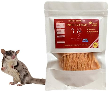 PETIVORE Crab Flavor - Premium Fish Snack for Sugar Glider and Small Exotic Pet - Made from Real Fish - Hamster, Squirrel, Chinchillas, Marmoset - Yummy Treats, Snacks and Food (35g)