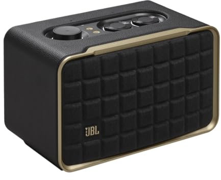 JBL Authentics 200 Smart Home Speaker with Built-In Wi-Fi and Music Streaming, Voice Assist and Bluetooth Connectivity, Retro Design in Black