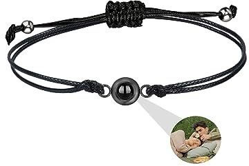 Aina Lighting Personalisiertes Foto Projektion Armband für Frauen Herren Personalisiertes Foto Armband Runder Anhänger Muttertag Geburtstag Jahrestag Erinnerungsgeschenke für Sie Ihn