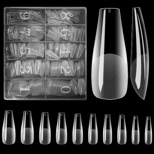 ASENTER Capsule Americaine Ongle Durable Faux Ongles Transparente Couverture Complète Semi givré