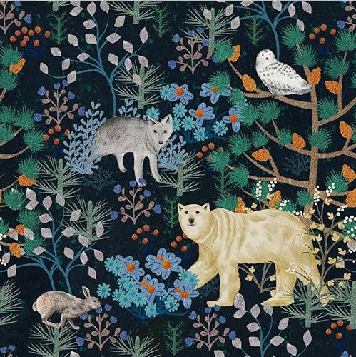 SOEWIOU Carta da parati colorata con animali, 44,5 x 300 cm, rimovibile con alberi, motivo lupo/orso/uccello/coniglio, carta da contatto impermeabile per casa, camera da letto, armadi e cucina,