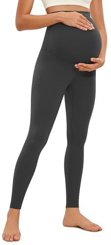 CRZ YOGA Women's Butterluxe Maternity Leggings 28- Träningskläder Yoga Gravidbyxor över magen Smörigt mjuka Mystisk grå L