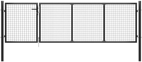 Mengtu Stahlzauntor Anthrazit 350x125cm, Hochleistungsstahl, Sicherheitsschloss & 3 Schlüssel Model144322