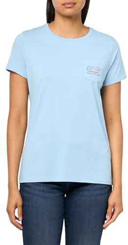 vineyard vines Womens Flag Whale Short-Sleeve Pocket Tee, Jake Blue, S
