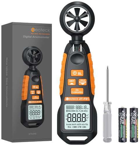 Neoteck Anemometer Handheld Digital Wind Speed CFM Meter Gauge Air Flow Velocity Tester, Wind Chill -4℉-140℉ Wind Temperature for Outdoor Garden Surfing HVAC Vent