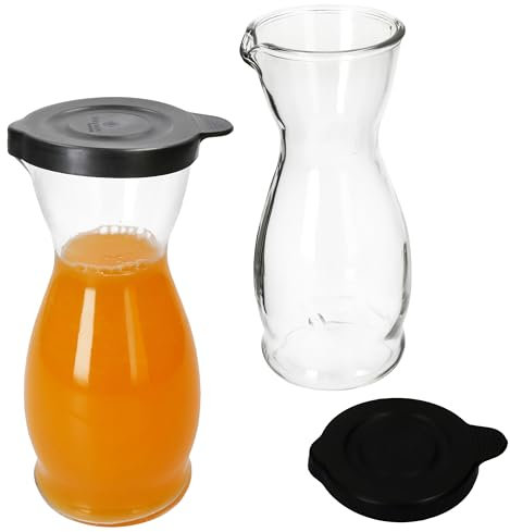 MamboCat MIA MISURA - Set di 2 caraffe per vino con coperchio in plastica nera, 0,5 litri, calibrato, con beccuccio e manico per vino, acqua, succhi di frutta, latte & Co.