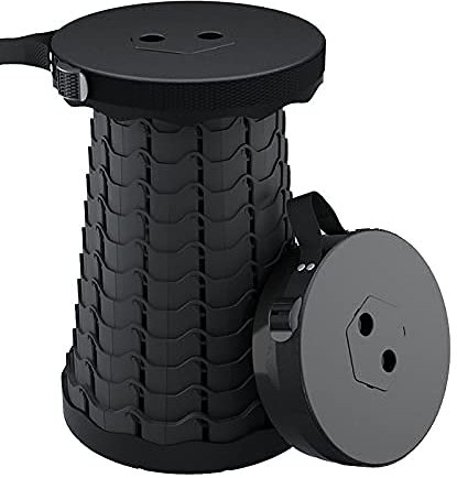 RBUDSPOLF Verstellbarer Teleskophocker Tragbarer Schrumpf Falten Angelhocker Teleskopstuhl Hocker Outdoorniture Hocker Camping Angeln Upgrade Hocker/Black