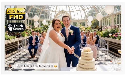NexFoto Touchscreen Digital Picture Frame Large 21.5 Inch, WiFi Digital Photo Frame 64GB, Add Pics from Google Photos, Upload via App/USB/Micro SD, Gifts for Wedding/Mom/Grandparents, White
