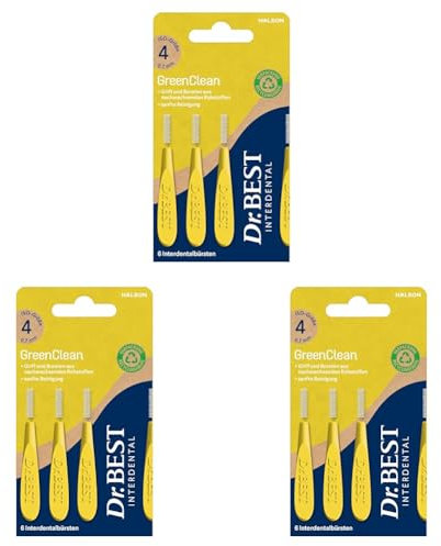 Dr.BEST GreenClean Interdental, Size 4, 6 Stück - Interdentalbürsten für eine sanfte Reinigung der Zahnzwischenräume (Packung mit 3)
