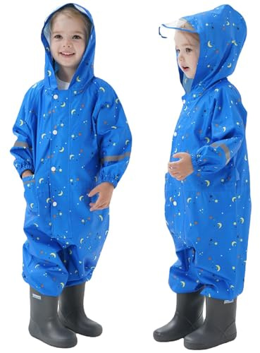 Temhou Enfants Imperméables à Capuche Poncho pluie Enfant Combinaison de Pluie pour Enfants Garçons Filles Imperméable Une Pièce Combinaison