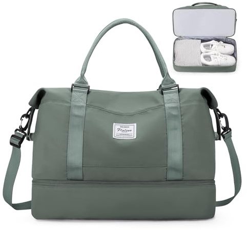 Sac de Voyage 45x36x20 pour Easyjet,Bagage à Main Léger, Sac fourre-Tout de Sport Imperméable pour Week-End avec Compartiment à Chaussures pour Travel Gym Danse,A04-Vert armée