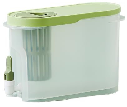 FAJNUZI2024 Wasserkaraffe 3,9 l Kaltwasserkessel mit Wasserhahn, Kunststoff, große Kapazität, Kaltwasserflasche, Kühlschrank, Limonade, Eisgetränkespender Eistee Krug(Green)
