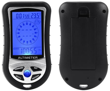 Digital Altimeter - Handheld Barometer Temperature Gauge | Portable Weather Forecast for Hiking Camping Outdoor Sports | Multifunction Device with Barometer Compass