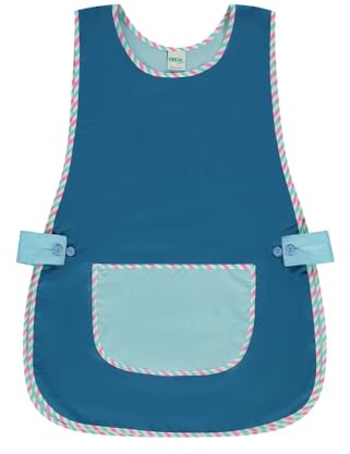 Siry Work Delantal escolar infantil, cocina mujer, talla única, ajustable a la cintura con dos botones que lo hacen fácil de poner, fabricado en Italia, Art. Dalia