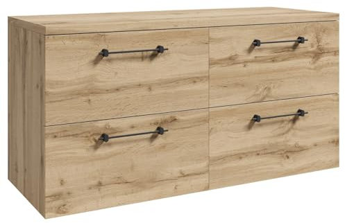 Badplaats B.V. Muro Meuble sous-vasque, 120 cm, en chêne avec étagère supérieure