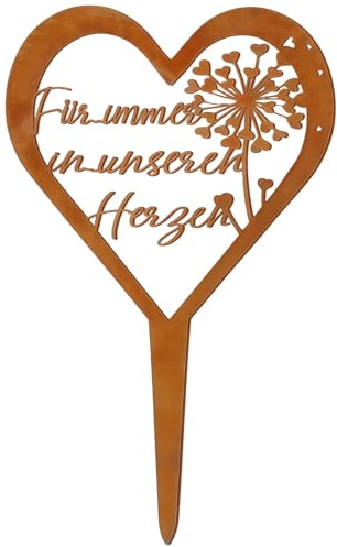 Wetterfest Grabstecker Herz Grabschmuck Trauerdekoration, Outdoor Memorial Garden Stake, Metall Erinnerung Ornament, rostiges Eisen Löwenzahn Design, Sympathie Trauer Geschenk