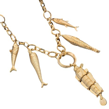 JZWCHQ Collar de Encanto de Playa Lleno de Oro de 14k para Hombres y Mujeres, Collar Colgante de encantos de corazón de Chile Rojo de Palma, Collar de Concha de Vaquero, Encanto de Playa de Verano