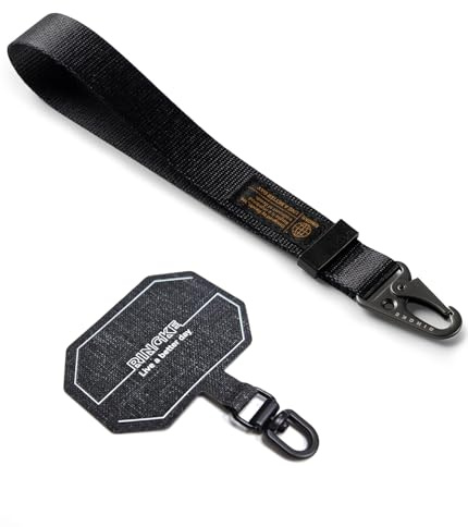 Ringke Tactical Webbing Hand Strap with Patch Dragonne Polyester Sangle de Téléphone Portable Multi-Usage Cordon Durable - Black
