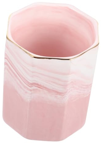 VICASKY Keramik Make Up Pinselhalter Marmoroptik mit Goldrand Bürstenorganizer Schminktisch Aufbewahrungsbecher für Kosmetik und Stifte