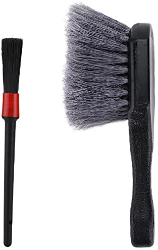 Ensemble de brosses de soins des pneus de voiture | 2pcs outils de détail de roues à poils doux pour les ouvertures de ventilation/tableaux de bord/sièges en cuir | Dry & Wet
