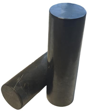 CHYIFSHIYM Auténtico juego de armonizadores de shungite y esteatita, varillas egipcias de piedra, juego de 2 cilindros curativos de shungite real, armonizadores pulidos para yoga, meditación