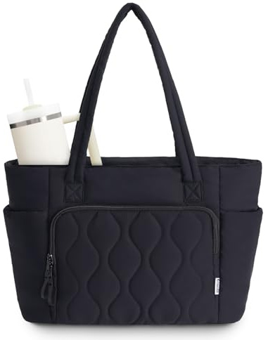Ceneda Tote Bag Damen 20L, Leichte Puffy Shopper Tasche mit 15,6 Zoll Laptopfach, Handgepäck Tasche für Flugzeug mit Getränkehalter & Kofferaufsteckfunktion, Arbeitstasche für Büro & Uni