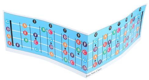 Alipis Griffbrett Bassdiagramm Poster Beschichtetem Papier mit Bass Übungszubehör und Akkordtabellen für Anfänger und Bassschüler im Praktischen Lernformat