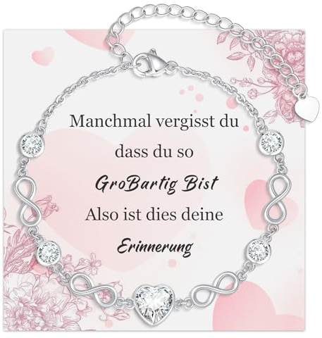 Armband Damen Armbänder Schmuck Frauen, Freundschaftsarmbänder mit Herz & Unendlichkeit, Weißgold Plattiert Armband Mädchen aus Kupfer, Armkette Damen für Geburtstag Hochzeitstag Jahrestag Weihnachten
