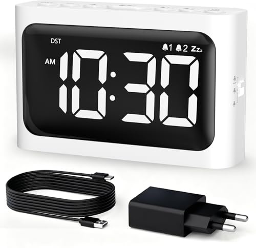 Budsom Digital Alarm Clock for Bedroom - Large 4.8 LED Display, Dual Alarm, 100% Dimmer, DST, Battery Backup, Simple Desk Clock for Bedside, Seniors, Kids, Teens