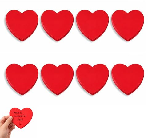400 Sheets (8 Packs) Red Heart Sticky Notes, 70x70mm Removable Self-Stick Memo Pads, Creative Stationery for Valentine’s Day, Office, School & Home, Ideal for Reminders & Love Notes
