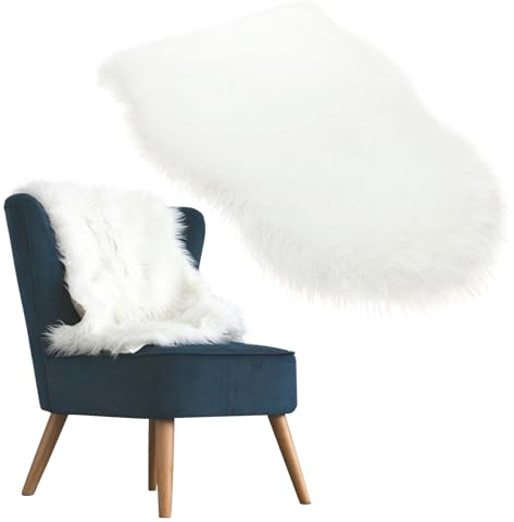 HO-SFSM Faux Lammfell Schaffell Teppich, Kunstfell Teppich Weiß