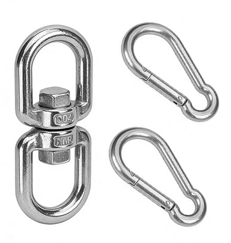 Ztolbriy Mousqueton Pivotant en Acier Inoxydable, Crochet Balancoire Anneau à Double Extrémité avec 2 Crochets pour Balançoire d'Arbre, Chaise de Jardin, Sac de Frappe et Autres Équipements de Loisirs