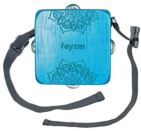 rayzm Mini Tambourine Cajon - Maple Wood Cajon Drum with Dual-Sound Zones, Jingles, Adjustable Waist/Leg Strap & Bag, Portable Percussion Instrument for Rhythm Practice & Live Shows