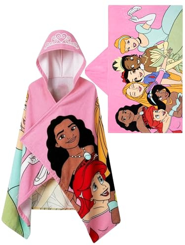 Disney Princess Accappatoio Bambina, Telo Mare Cotone Per Bambina, Asciugamano Mare Piscina O Bagno, Rosa, One Size