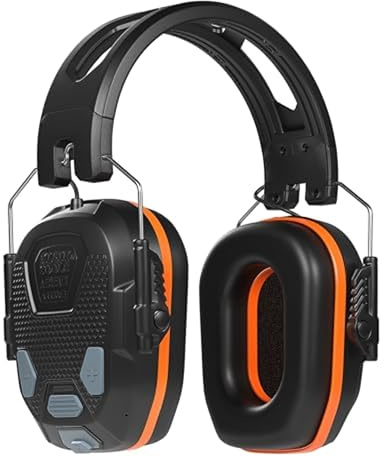 KLEIN TOOLS AESEM2 Slim Bluetooth 5.4 Hearing Protection Earmuffs, 23dB NRR, Rechargeable for Construction and Workshops, Noise Cancelling, Foam Cushions and 50 Hour Battery Life